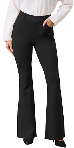 VIMPEP Flare Yoga Dress Work Pants Women High Waisted Pull On Stretchy Slacks Flared Leggings for Business Casual with Pockets 2102 31 Black M