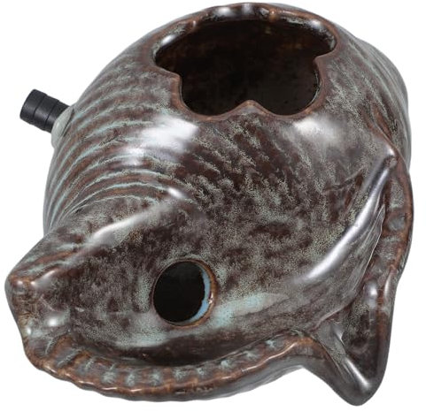 Toddmomy Ceramic Conch Water Spitter for Garden and Decoration Weather-resistant Hydroponic Plant Fountain Feature Unique V-shaped Water Outlet for Fish Tank Landscaping