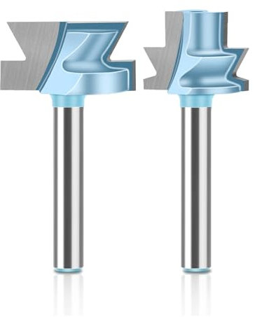 Jeu de fraises à rainure et languette, tige de 8 mm, 6 mm, 1/4 po, for tiroir, rainurage, fraise à bois, 2 pièces/ensemble(6.35mm Shank)