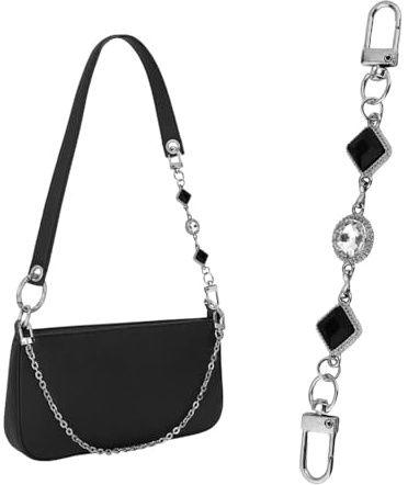 Crystal Bag Charms for Handbag Purse Extender Chain Vintage Rhinestone Bag Strap Extender Extension Chain Silver Black Crossbody Bag Handbag Jewelry Accessories Decoration