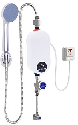 Scaldabagno elettrico istantaneo 5500 W Mini scaldabagno istantaneo con soffione doccia e indicatore LED Riscaldamento istantaneo Scaldabagno istantaneo per lavabo, cucina, bagno, IPx4 impermeabile