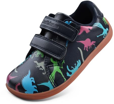 Scarpe a Piedi Nudi per Bambini e Ragazze Barefoot Minimaliste Scarpe da Sneakers (Nero Dinosauro,27 EU Larga)