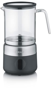 GRAEF MS802EU - Milchaufschäumer, elektrisch, bis zu 500ml Milchschaum in Barista-Qualität, herausnehmbares Glas-Kännchen, 5 Programme, automatische Abschaltung, Touch-Display, schwarz