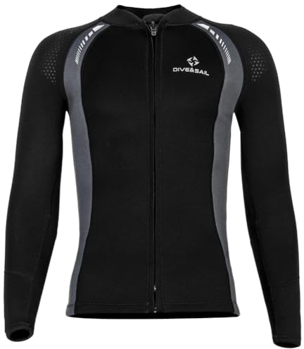 Men top1,S,Chaqueta de Neopreno 3mm para Hombre y Mujer – Parte Superior térmica con Manga Larga y Cremallera Frontal para Surf, natación, Snorkel y Kayak en Aguas frías