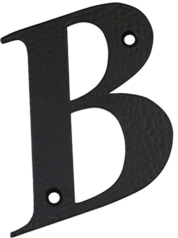 Amig - Letra B para Casas o Portales - 100 x 97 mm - Para Paredes o Muros Exteriores de Viviendas - De Acero Acabado en Negro Epoxi - Estilo Forja - Incluye Tacos y Tirafondos