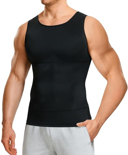 Junlan Gaine Amincissante Ventre Plat Homme Debardeur Gainant Invisible Shirt Abdo Minceur (Black, 4XL)