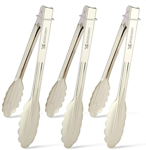 MSY BIGSUNNY Küchenzangen zum Kochen und Servieren, Aluminium, silberfarben, 23 cm
