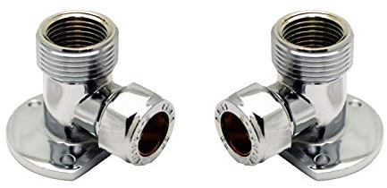 15mm x 3/4 Pair Exposed Shower Valve Back Wall Plate Elbow Chrome Bar Mixer