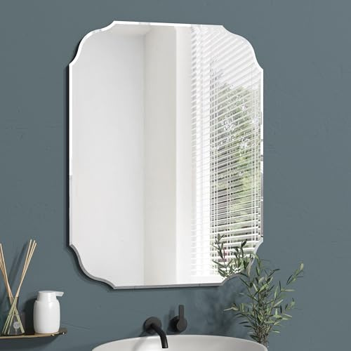 GOAND Specchio da parete color argento, 45,7 x 61,7 cm, con bordo smussato, per bagno, bagno, camera da letto, specchi rettangolari