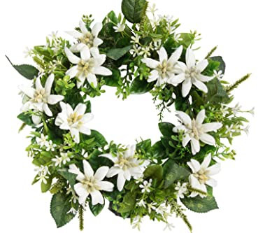 künstlicher Alpenblütenkranz auf Kunststoffring (Edelweiß)