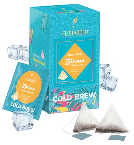 Cold Brew Tee | Zitrone-Geschmack für Wasser | 15 Pyramiden-Eistee Beutel | Kalter Tee - Zuckerfrei & Kalorienfrei | Natürlich & Fruchtig | Getränke Alternative für Trinkflasche | Kalt Teebeutel