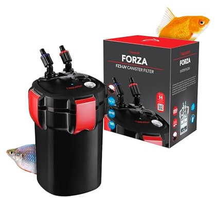 Aquatop Forza 3 Canister Filter – 7W UV, 185 GPH Flow – for 29-55 Gallon Tanks – Ideal for Fresh & Saltwater – Includes Filter Media