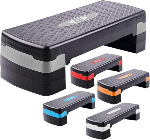 FK Sports Steppers for Exercise & Workout - 2 to 5 (10, 15, 20, 25 & 30 CM) Levels of Adjustable Height Aerobic Step - Exercise Step for Home & Gym, Mini Stepper (3 Level Grey)