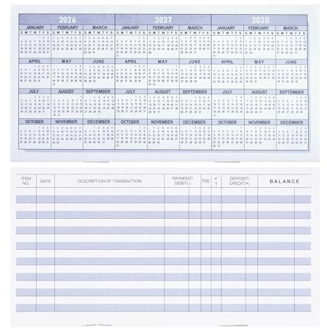 20 Pack Checkbook Register, Check Registers for Personal, Blank Ledger Transaction Registers for Personal or Business Bank, Check Register Book for Checking and Saving Account, Deposit and Credit Card