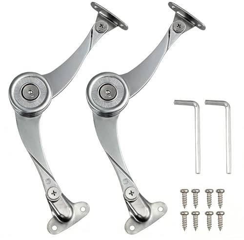 2Pcs Cabinet Cupborad Furniture Door Lift Stay 42lb Support Hinge Damper Kitchen Cabinet Cupboard Door Lift Lid Support Hinge Lift Up Stay Buffer Damper Soft Close
