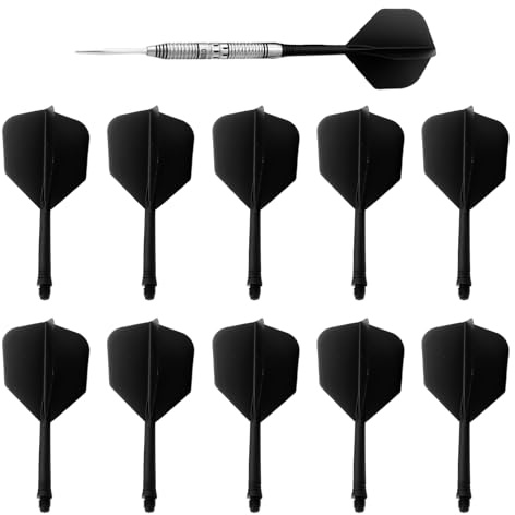 KSBBHDS Lot de 10 tiges de fléchettes, stabilisation de la tige, systèmes de fléchettes en plastique, poignées et ailettes, accessoires de fléchettes, stabilisation des boulons et ailettes (noir)