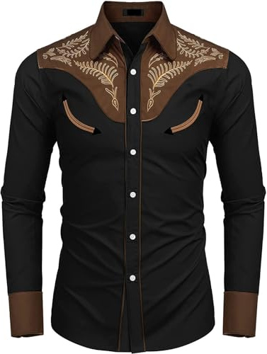 Men's Long Sleeve Shirt Western Style Cowboy Print Shirts Fashion Traditional Shirt Buttons Vintage Shirts Carnival Costume Shirts Slim Fit Men's Casual Shirt Vintage Medieval Shirt Suit