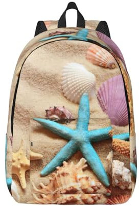 OdDdot Rucksack mit Cowboyhut und Stiefeln, 38,1 cm (15 Zoll), Laptop-Tagesrucksack, Segeltuch, Rucksack, Reisen, Camping, Wandern, Büchertasche für Männer und Frauen, Muscheln am Strand, S