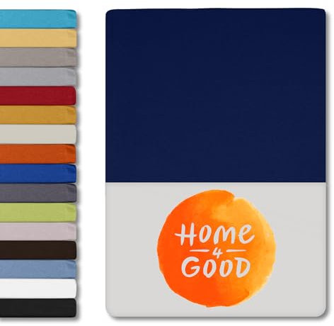 home4good Spannbettlaken 200x220cm – Jersey-Spannbetttuch aus 100 % Baumwolle – Oeko-TEX 100 Zertifiziert – bügelfrei, elastisch & atmungsaktiv – für 15–25 cm Matratzenhöhe - Dunkelblau