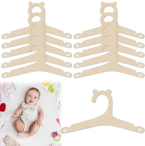 Appendiabiti per Bambini,10pcs Grucce Neonato Legno,Grucce Neonato,Gruccia Neonato Legno,Grucce Appendiabiti in Legno per Vestiti da Bambino,per Decorare e Appendere i Vestiti