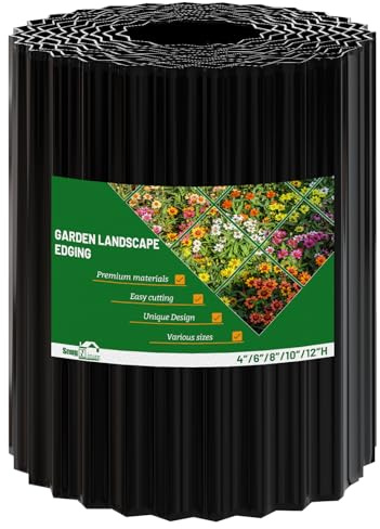 SnugNiture Corrugated Metal Garden Edging,10 x 20' Sturdy Lawn Edging Border,Landscape Edging Border for Lawn, Flower Bed,Garden and Yard(Black)