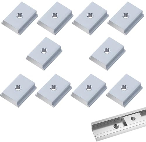 10PCS T Slot Nuts, M8 T-track Slider T-guide Sliding Nut, Aluminium Alloy Woodworking Tool (silver)