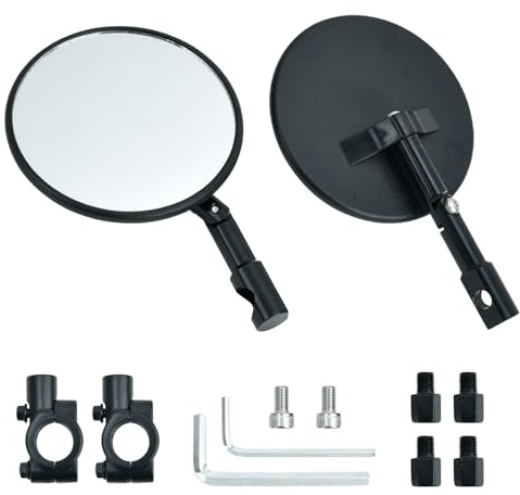 2PCS Retrovisores Moto, Espejos Moto, Espejo Final Del Manillar De Aluminio De 360 ° CNC, Con Scooter, Motocicleta PequeñA, VehíCulo Todo Terreno, Ciclomotor, Adecuado Para El Manillar 22mm