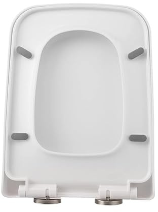 Tavoletta WC Rettangolare, Copriwater quadrata, 35.5 * 45cm, Sedile WC con Chiusura Ammortizzata Asse WC con Sgancio Rapido a un Pulsante, Bianco