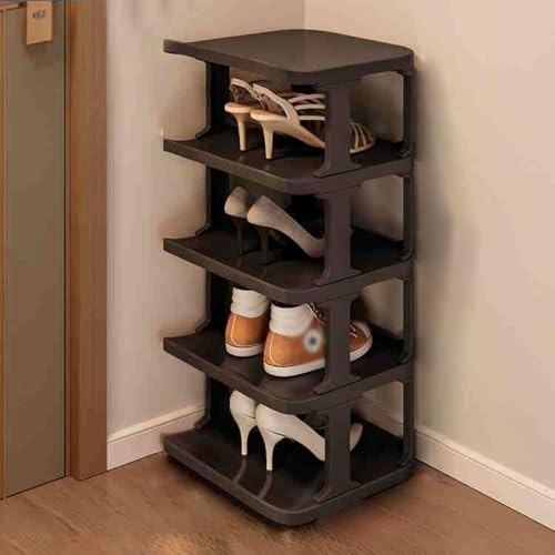 Scarpiera salvaspazio verticale a torre per ingresso, corridoio, soggiorno, balcone, colore nero, 63 cm, ideale come espositore per scarpe