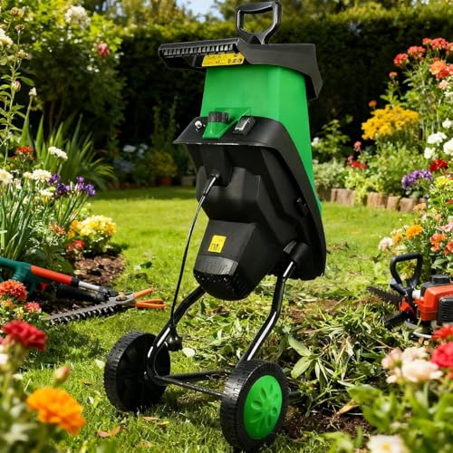 Trituradora Eléctrica De Jardín 2400 W Con Bolsa Desmontable 50 L Y 2 Juegos Cuchillas Acero Al Manganeso. Tritura Ramas Hasta 4 Cm/1,57 Pulgadas