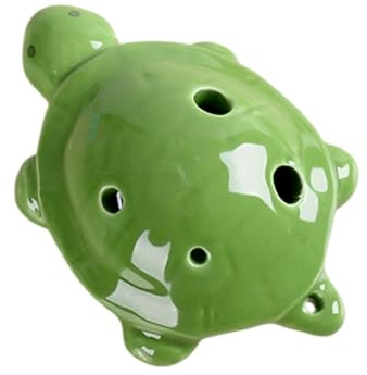 RmKbe 6 Hole Alto Ocarina Bright Green Turtle Shape Ceramic Ocarina Musical Instrument for Beginners and Professional Performance