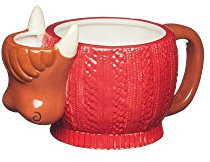 KitchenCraft Tasse en céramique peinte avec porte-sachet de thé, 5 ml (17.5 fl oz) - Marron/Rouge