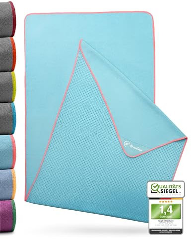 NirvanaShape Yoga Handtuch rutschfest | Hot Yoga Towel mit Antirutsch-Noppen | hygienische Yogatuch-Auflage für Yogamatte [ 185 x 63 cm ]
