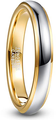 NUNCAD 4mm/6mm/8mm Wedding Rings His and Hers Simple Men's Rings Gold/Rose Gold Silver Tungsten Carbide Couple Ring for Men Women Dome Style Size N to X1/2