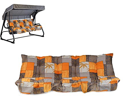 Cuscini per Dondolo 3 Posti - Incluso nel Ricambio Anche Il tettuccio Coordinato - Struttura Non Inclusa - 100% Made in Italy - Ideale per Esterni (Giardini e Cortili)