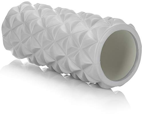 COM-FOUR® yogarulle, stimulerande fascierulle - stimulerar blodcirkulationen och slappnar av efter arbete, fitness, yoga, träning och sport (grå)