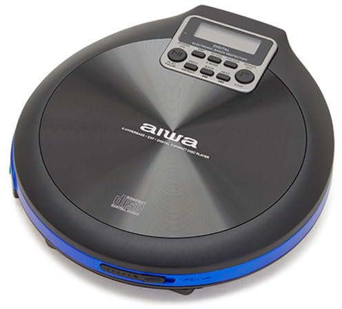 Aiwa PCD-810BL Walk - Reproductor de CD portátil con Hyperbass, Antishock, Auriculares, Estuche de Viaje. Color: Azul.