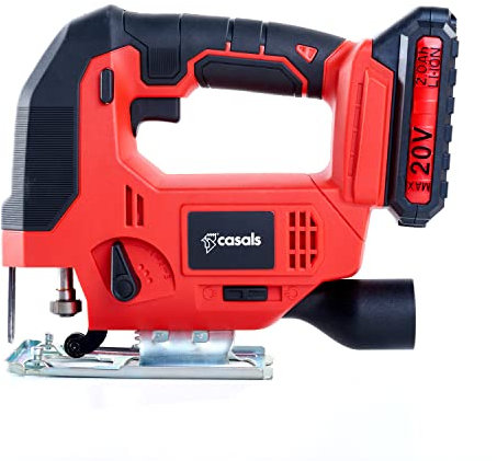 Casals - Sierra de Calar Sin Cable 20V | 2.0Ah 2500rpm | Corte ±45º Pendular 3 Modos | Baja Vibración | Fijación QUICKFIX | Madera/Acero/Aluminio | Batería Extraible e Intercambiable