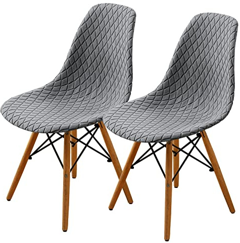 SHENGYIJING Pack de 2/4/6 Fundas Decorativas para Sillas de Comedor Nordicas Adjustables, Lavable, Elasticas para Banquetes Cocina Hogar(Gris Claro)