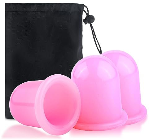 AYNKH Juego de terapia de ventosas de silicona, 3 piezas de taza de vacío de masaje anticelulítico con bolsa de almacenamiento para cuerpo, cara, salud, belleza, cuidado del hogar, liberación de