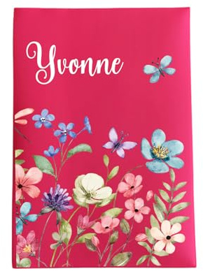 Porte ordonnance motif fleurs et papillon pour ranger ordonnance, carte vitale, carte mutuelle, rangement dossier médical ref C1010 (Fuchsia)