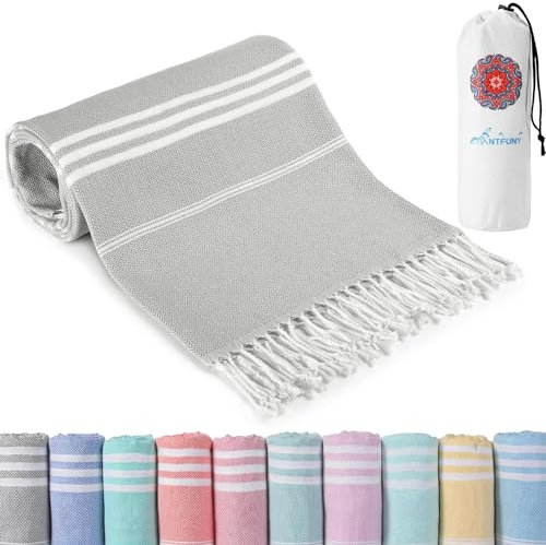 Strandtuch Strandhandtuch Hamamtuch Strandtücher Beach Towel xxl Groß Strand Zubehör Strandlaken Damen Herren Hammam Tuch Strandhandtücher Strandzubehör Strandbadetuch Grau Geschenke für Frauen Männer