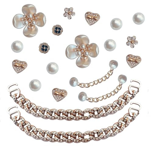 GWAWG Bijoux 20 PCS Pins Crocs Bling Strass Fleurs Designer Decoration Charms pour Enfant Fille Adulte Femme