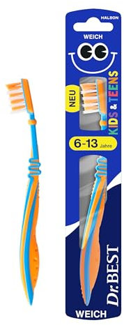 Dr.BEST Kids & Teens Zahnbürste, 6 bis 13 Jahre, Weich, 1 Stück, mit 4 Vorteilen für neue, bleibende Zähne