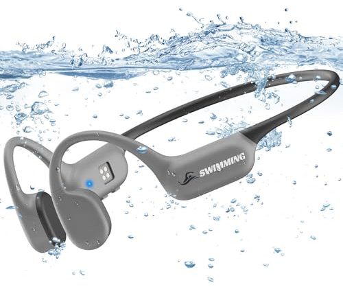 Casque Conduction Osseuse Bluetooth 5.4, Écouteur Natation sans Fil, mémoire 32 Go intégrée, Lecteur MP3 Étanche IP68, Ecouteur Waterproof Natation, Ecouteur Piscine pour Cyclisme, Sport, Natation