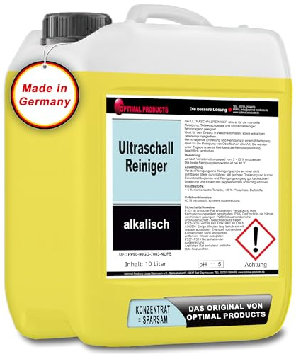 Optimal Products Nettoyant à ultrasons concentré I Nettoyant alcalin polyvalent pour un excellent dégraissage et nettoyage 10 l