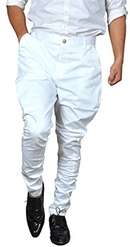 Breaktrough Men's Cotton Kneepatch Jodhpur Pants | Fashionable & Polo Baloon Pants Ethnic Trouser (Color: White | Size: 38)