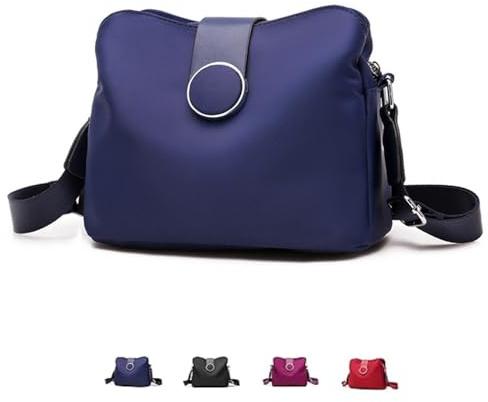 MOANATURA Bolso Bandolera Mujer Pequeño de Tela Oxford – Bolsos Cruzado Ligera Multicapa con Cremallera – Bolso de Hombro Resistente y Compacto para Uso Diario Impermeable (Azul)