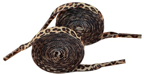 DIPZO Leo Schnürsenkel, 2 Paare breite Schnürsenkel für Sneaker, Schnürsenkel mit Leopardenmuster, Leo Schnürsenkel Zubehör für Turnschuhe und Ersatz-Schnürsenkel
