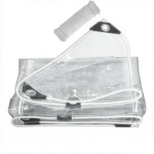 LYYK Transparente Plane mit Ösen 3x6M, wasserdichte Abdeckplane mit Seil, 420 g/m² Klare PVC-Tarps für Pflanzen Gewächshaus Balkon Camping Vardach Carport